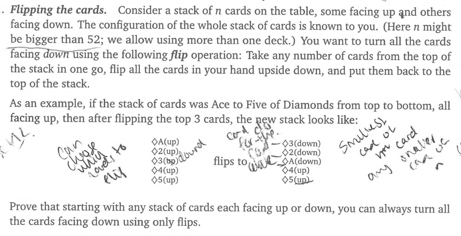 Flipping the cards. Consider a stack of n cards
