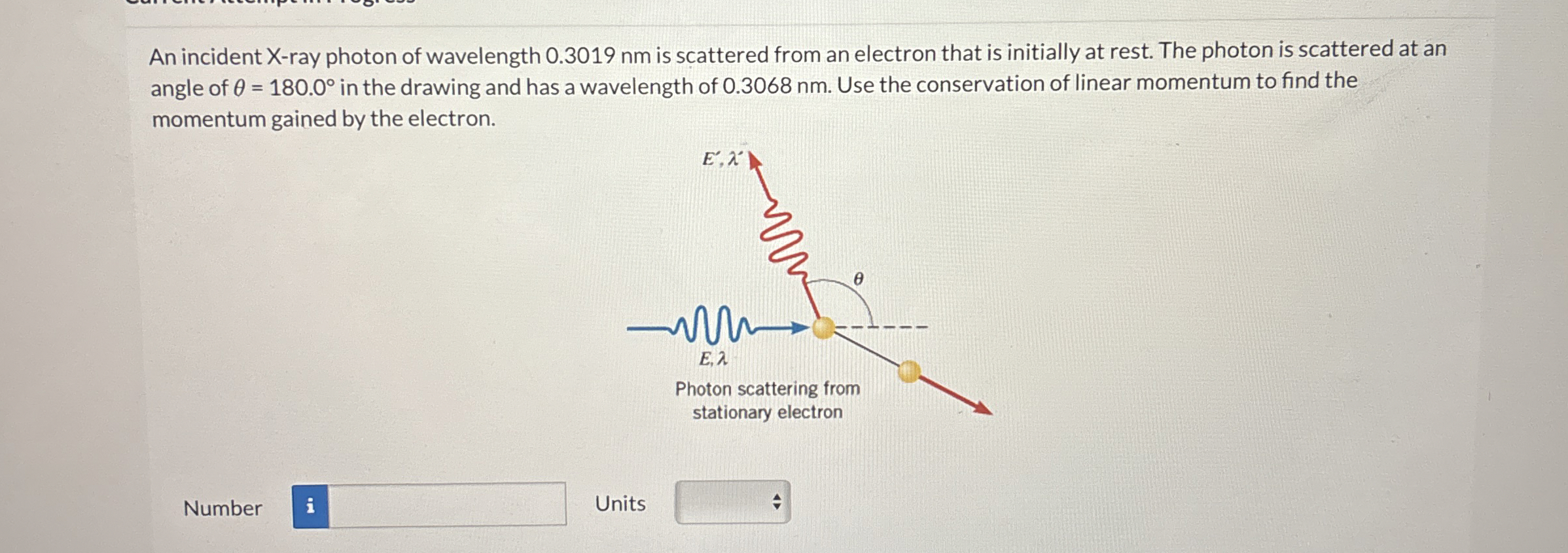 An incident x - ray photon of wavelength 0 . 3 0