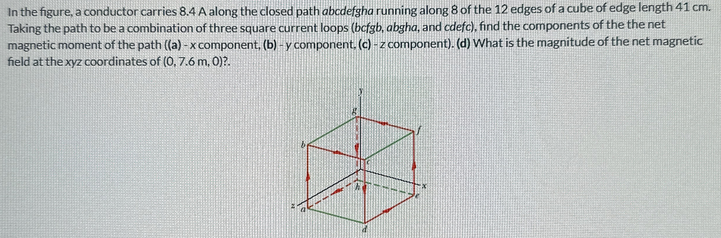 In the figure, a conductor carries 8 . 4 A along