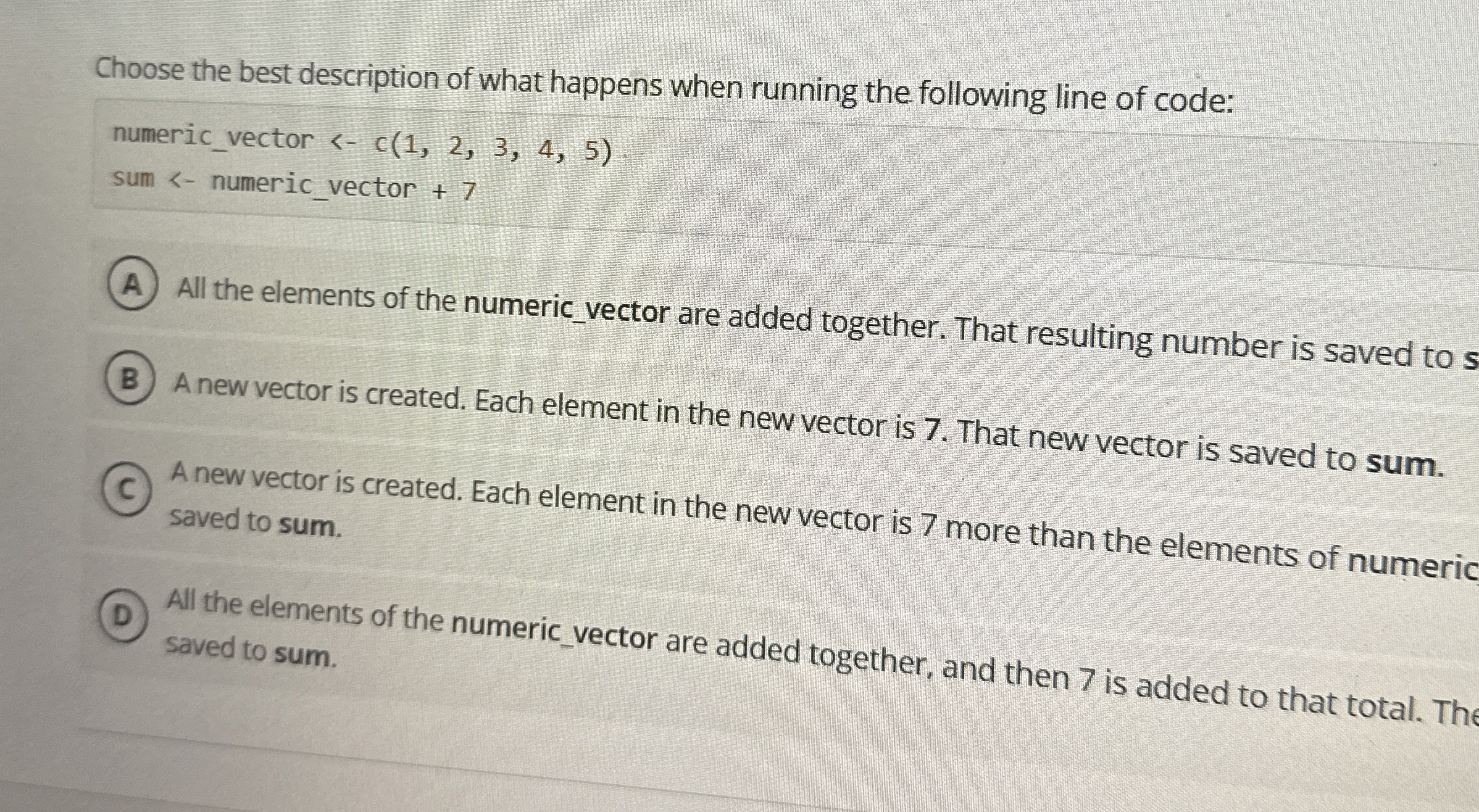 Choose the best description of what happens when