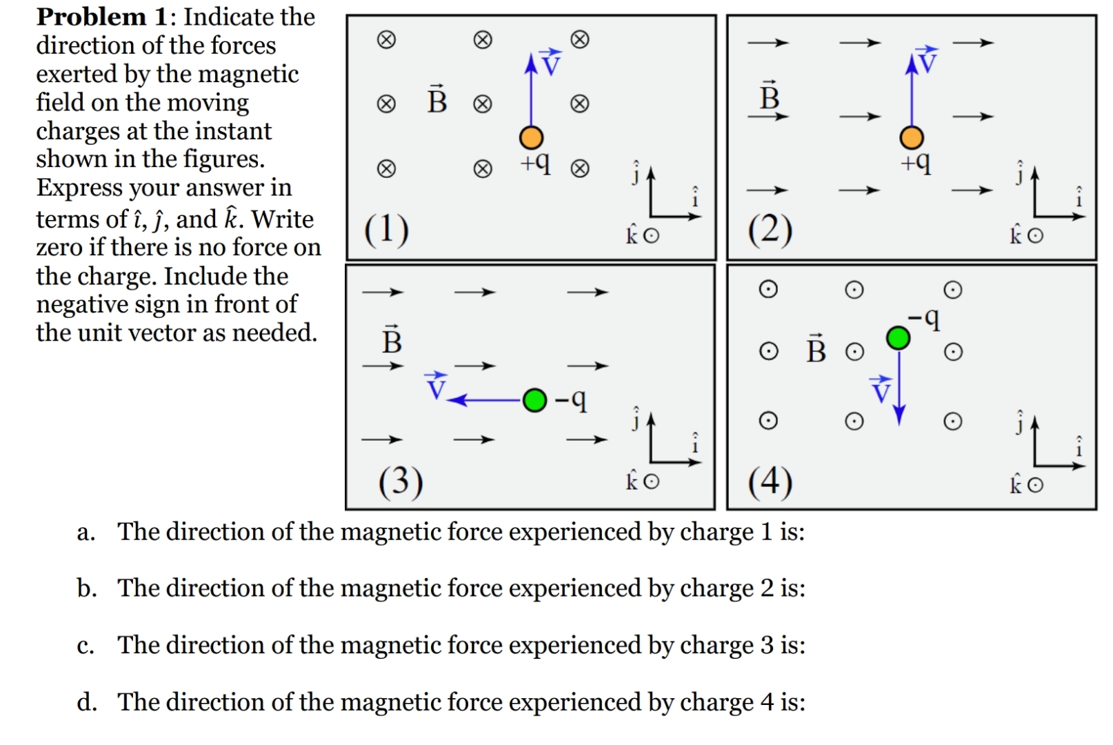 Problem 1 : Indicate the direction of the forces