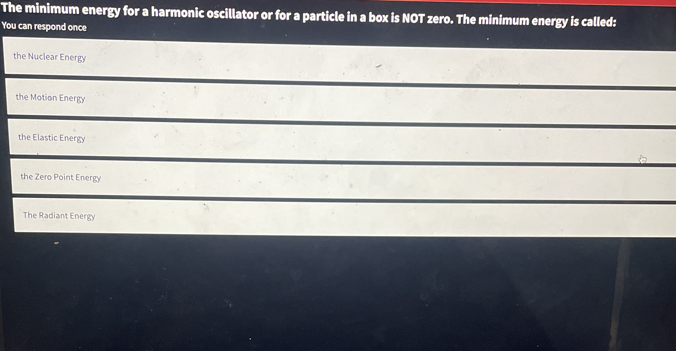 The minimum energy for a harmonic oscillator or