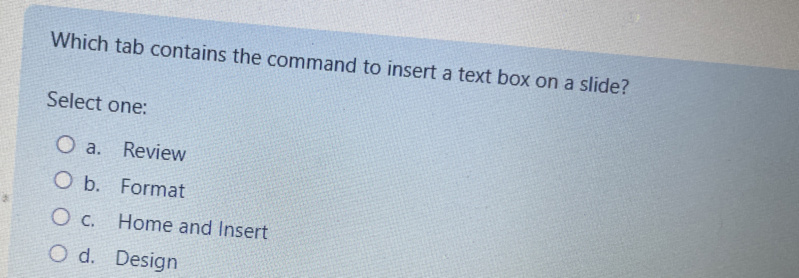 Which tab contains the command to insert a text