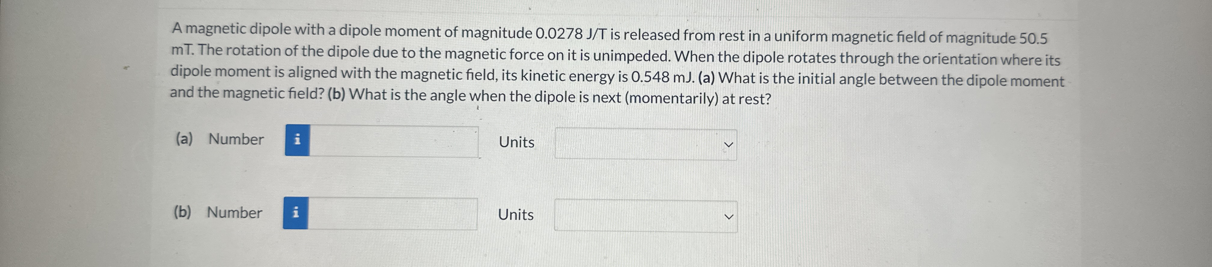 A magnetic dipole with a dipole moment of