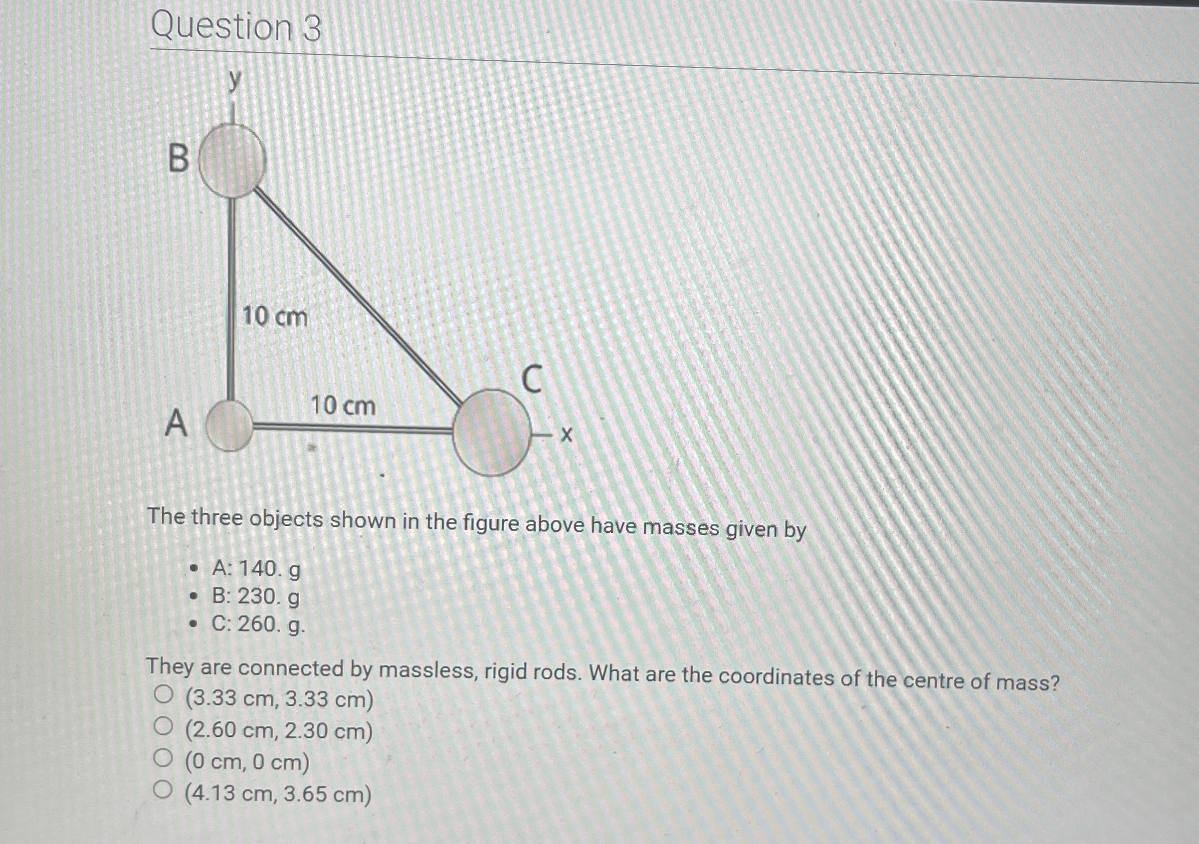 Question 3 The three objects shown in the figure