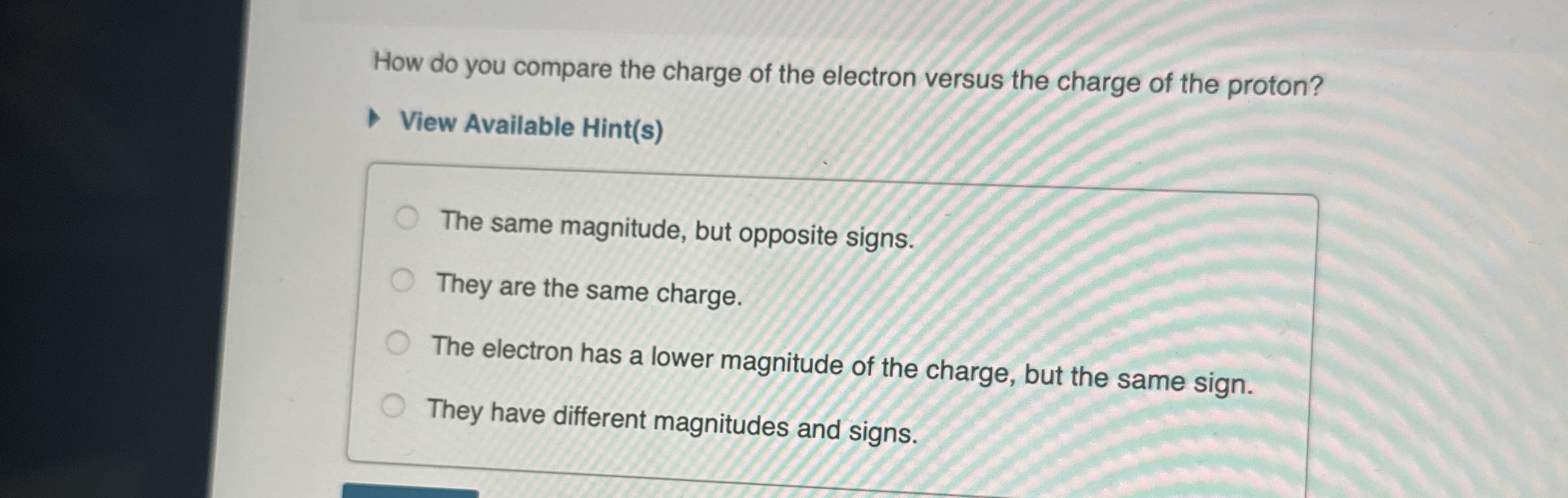How do you compare the charge of the electron