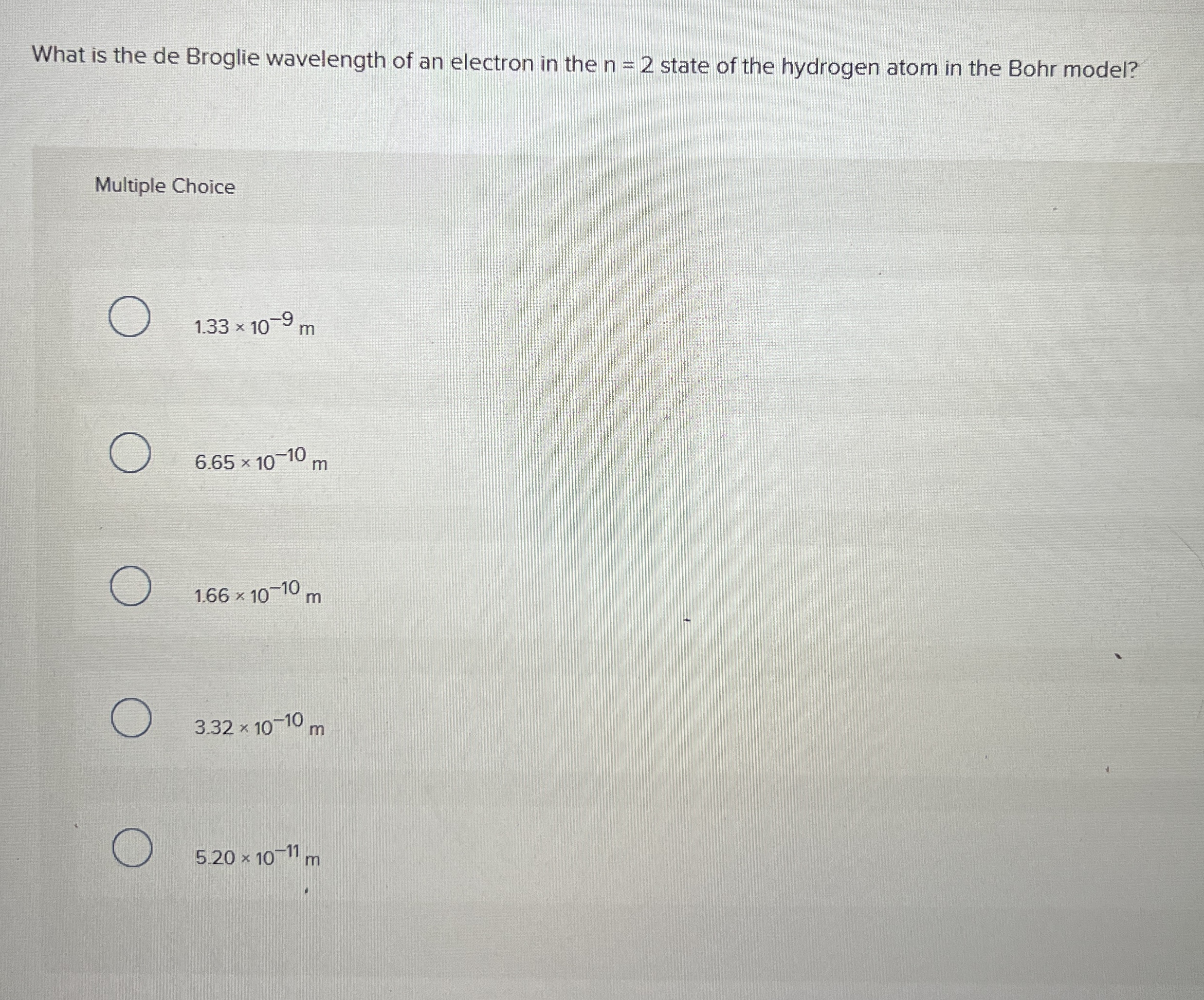 What is the de Broglie wavelength of an electron