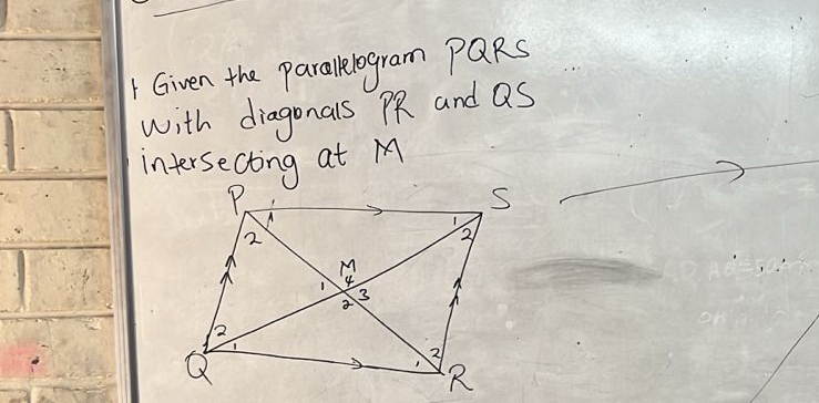 Given the parallelogram P Q R S with diagonals P