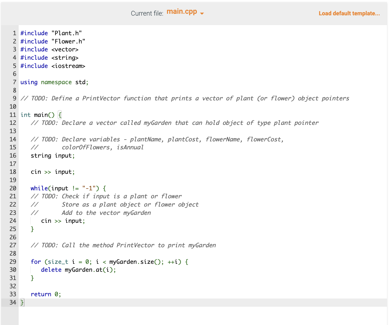 1 0 . 1 5 LAB: Plant information ( vector ) Given