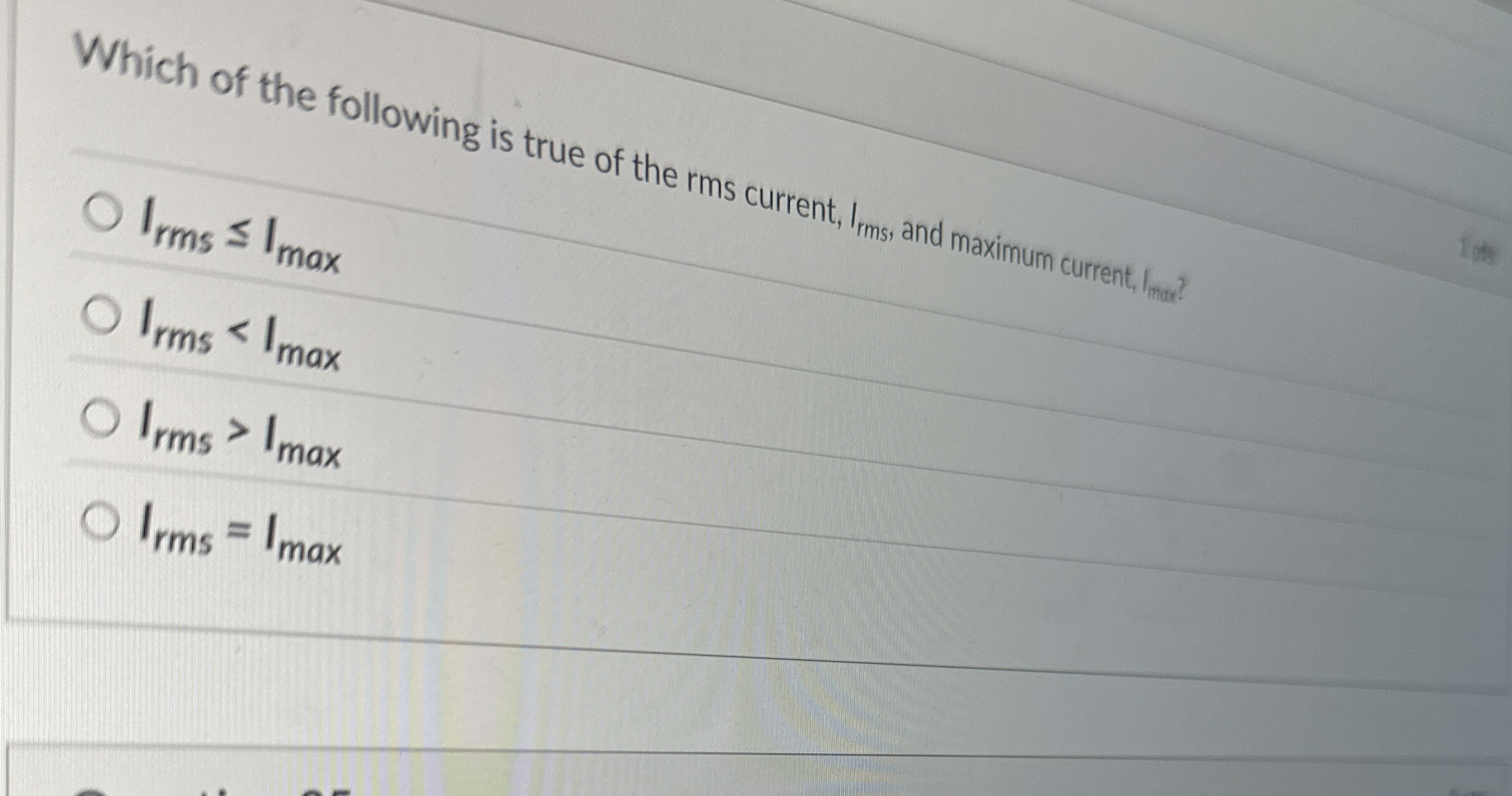 Which of the following is true of the rms