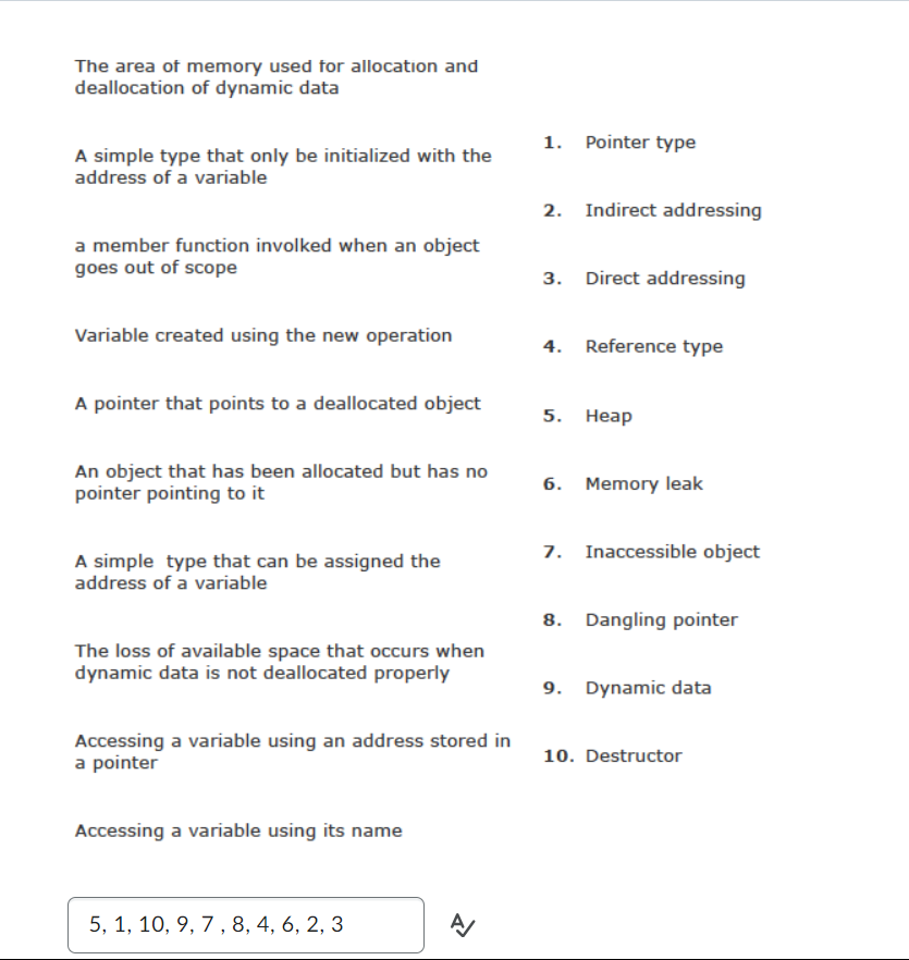 The area of memory used for allocation and