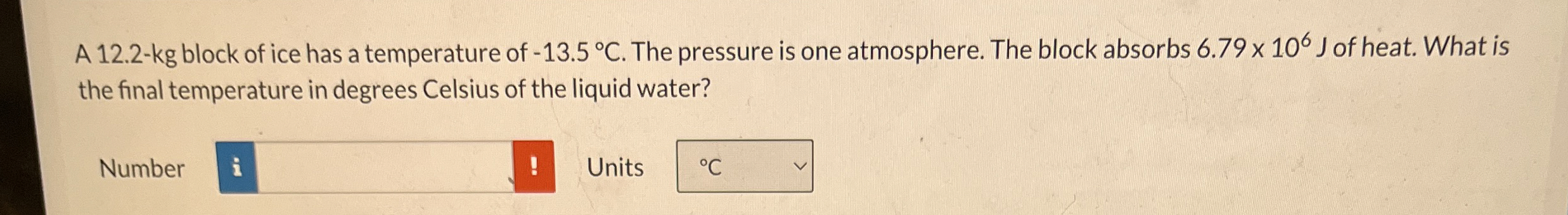 A 1 2 . 2 - k g block of ice has a temperature of