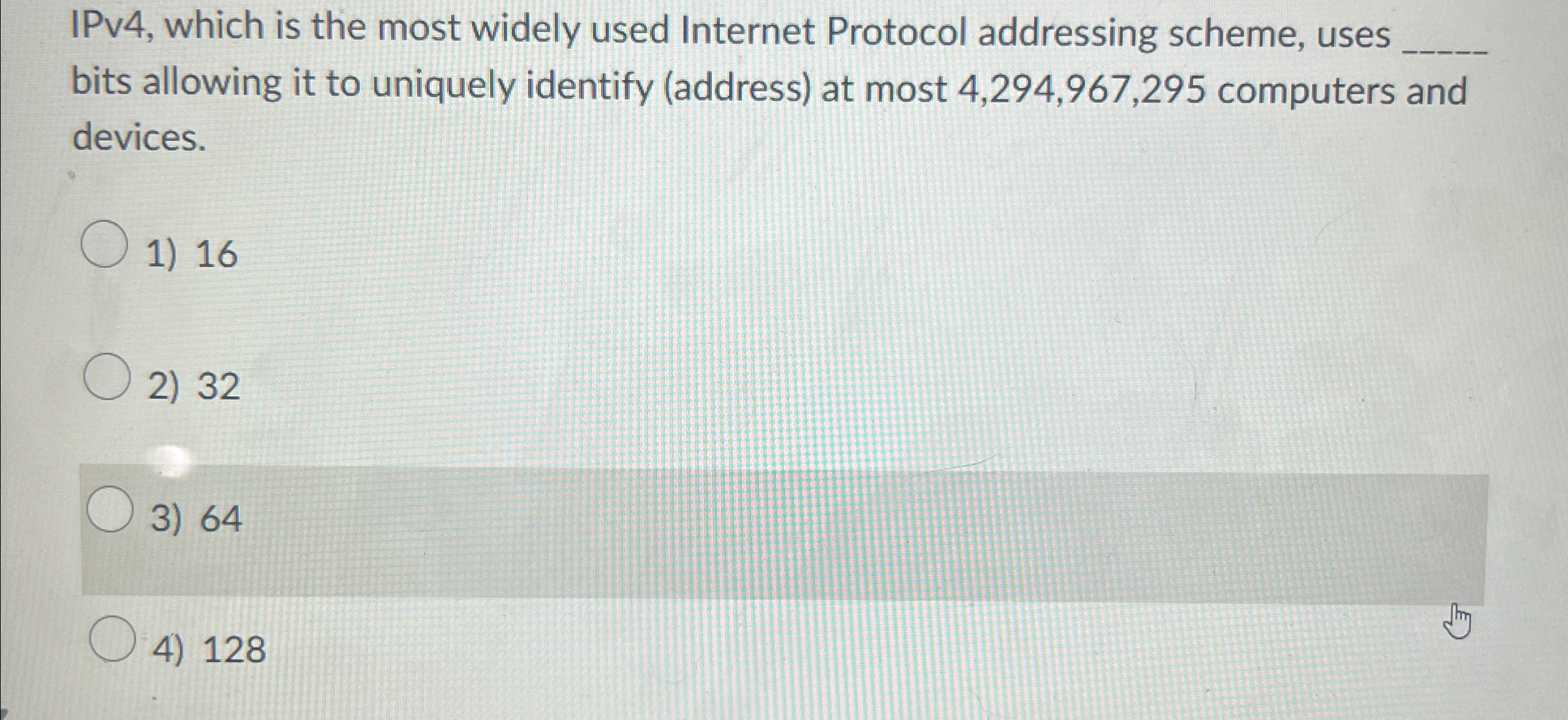 IPv 4 , which is the most widely used Internet
