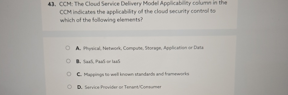 CCM: The Cloud Service Delivery Model