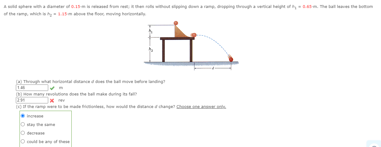 A solid sphere with a diameter of \ ( 0 . 1 5 \