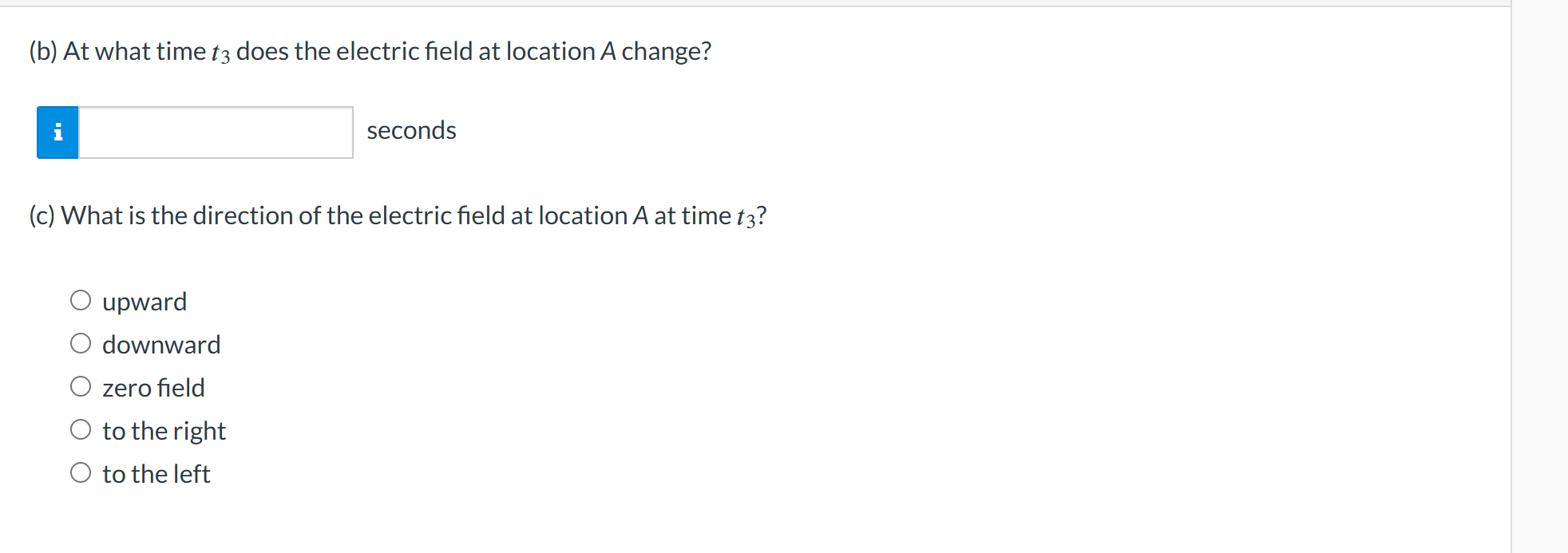 ( c ) What is the direction of the electric field