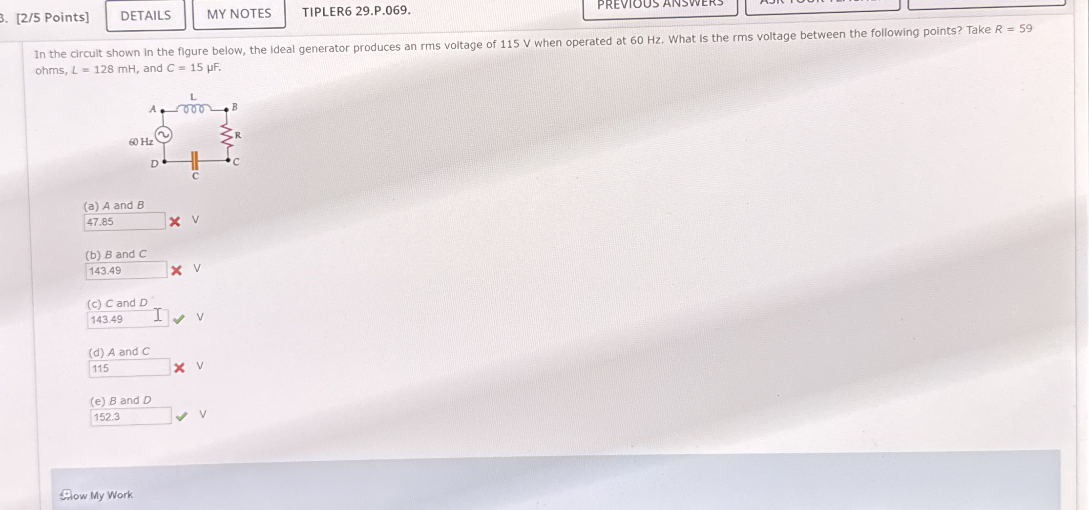 [ 2 / 5 Points ] TIPLER 6 2 9 . P . 0 6 9 .
