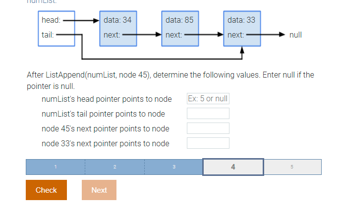After ListAppend ( numList , node 4 5 ) ,
