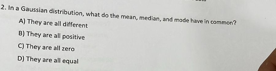 In a Gaussian distribution, what do the mean,
