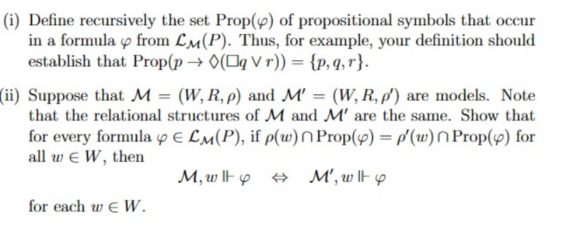 ( i ) Define recursively the set Prop ( ) of