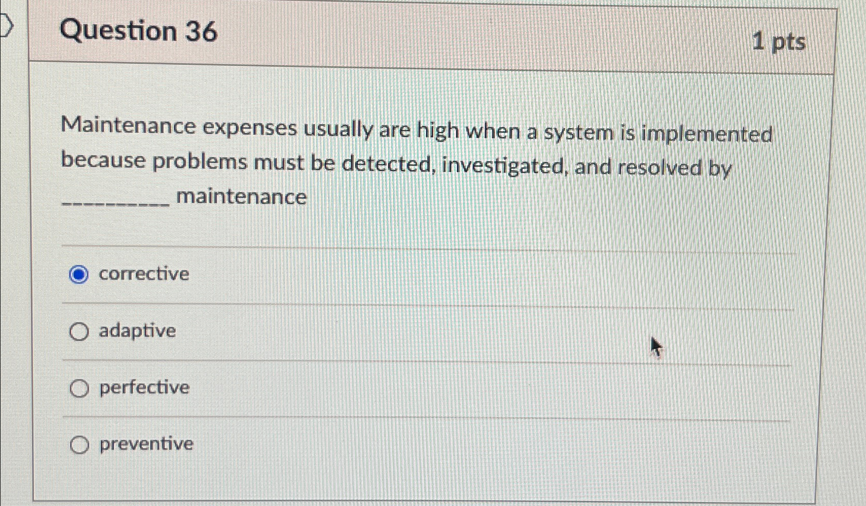 Question 3 6 1 pts Maintenance expenses usually