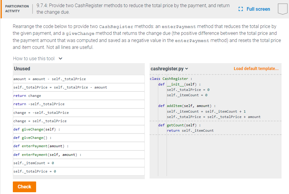 Rearrange the code below to provide two