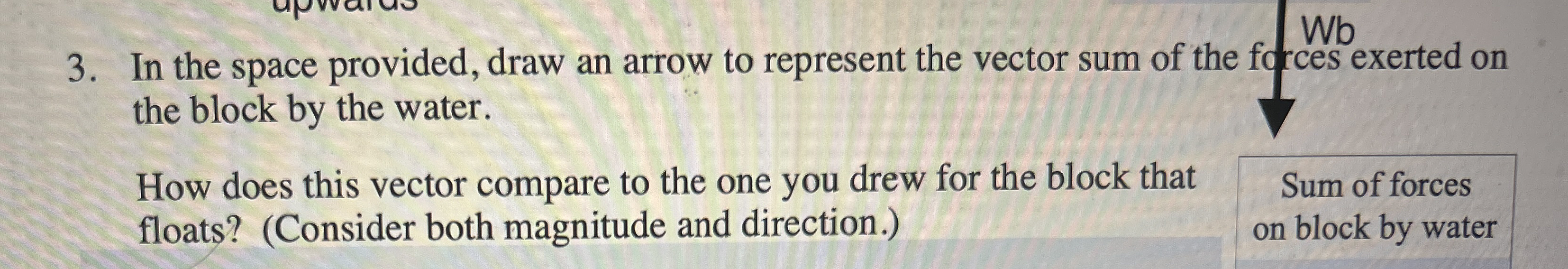 In the space provided, draw an arrow to represent