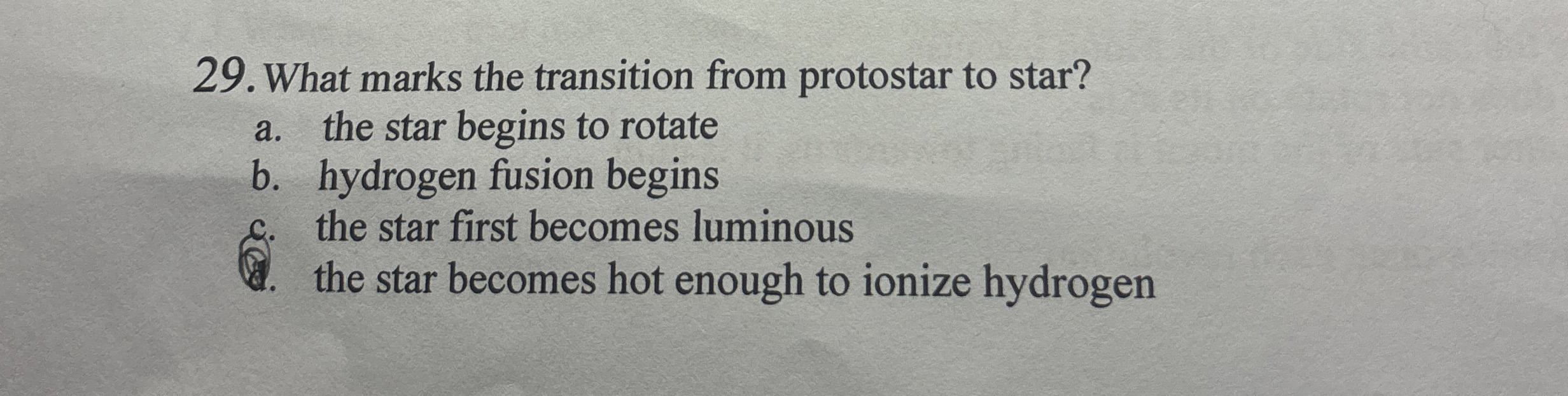What marks the transition from protostar to star?