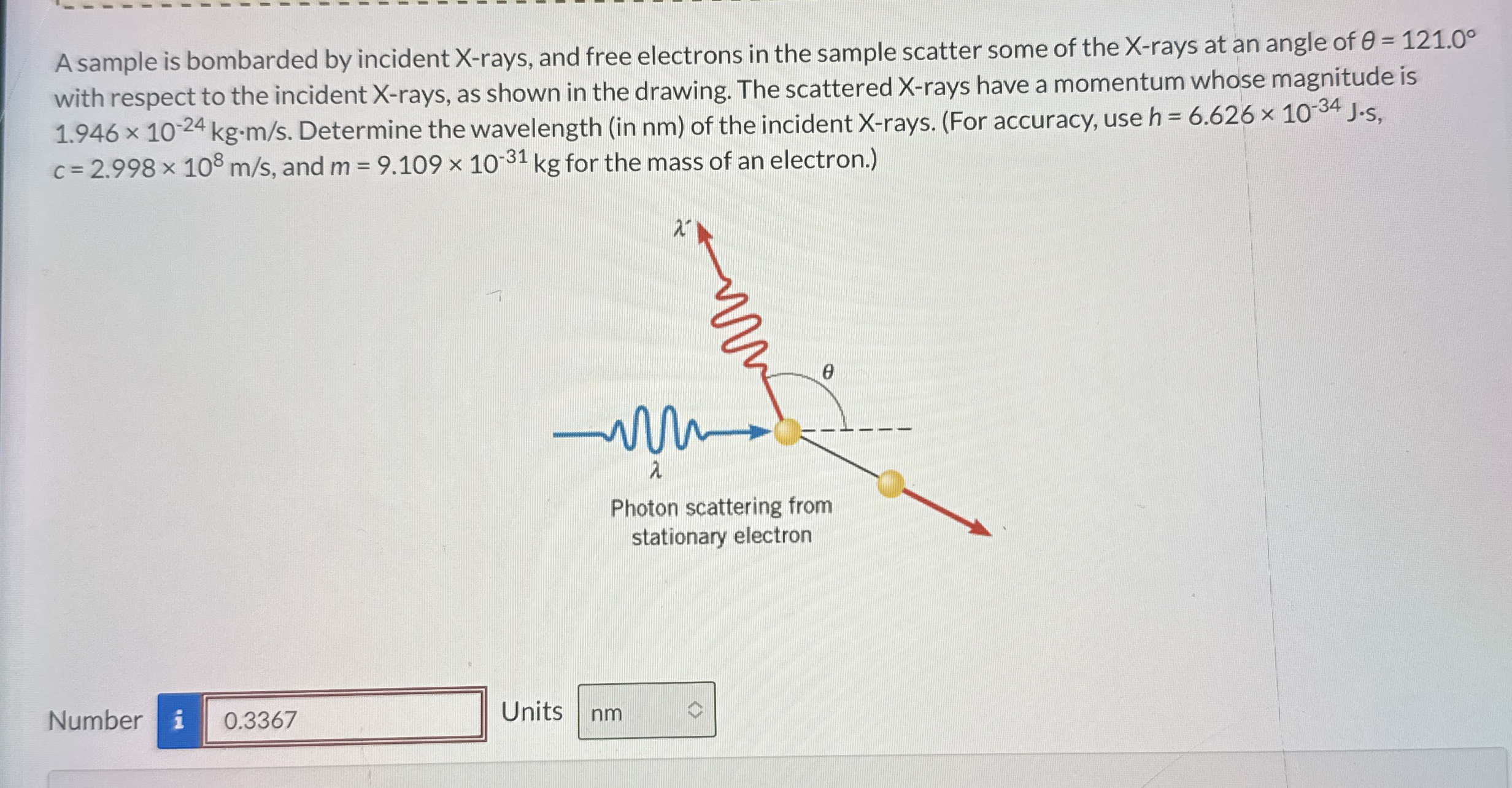A sample is bombarded by incident x - rays, and