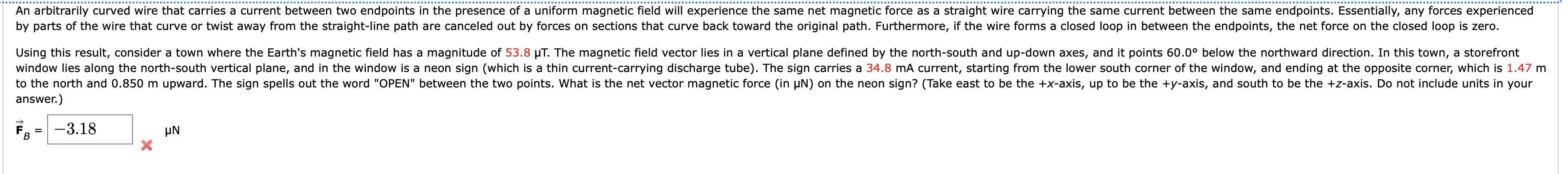 answer. ) vec ( F ) B = - 3 . 1 8 N