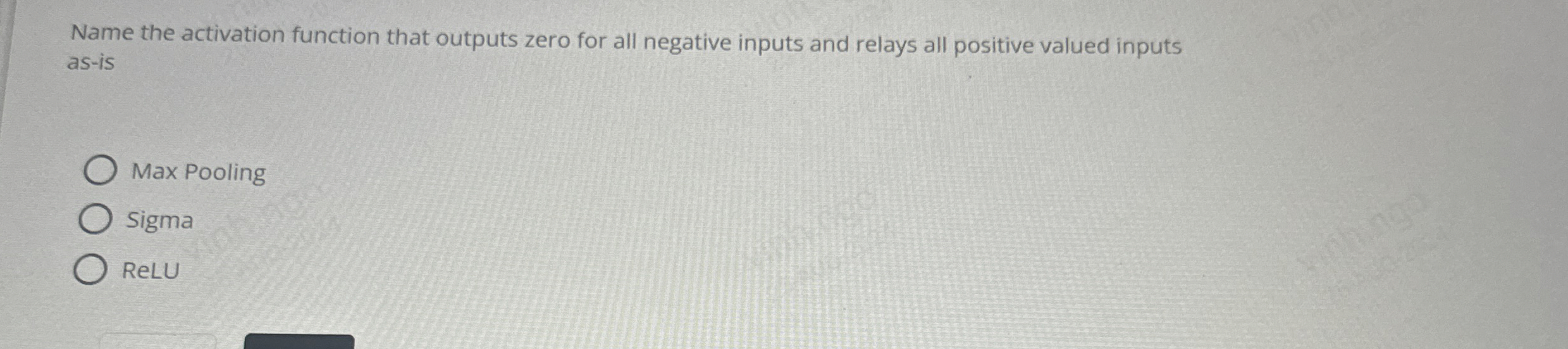 Name the activation function that outputs zero