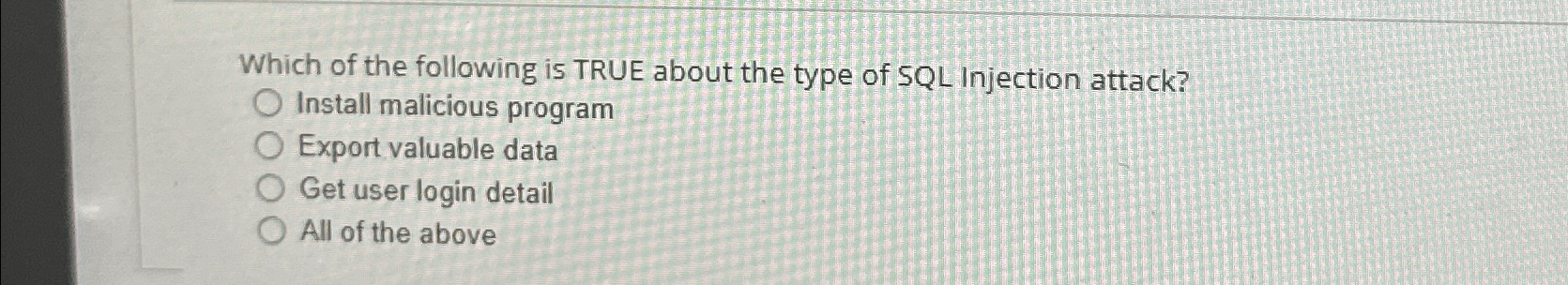 Which of the following is TRUE about the type of