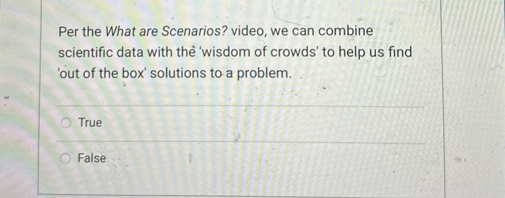 Per the What are Scenarios? video, we can combine