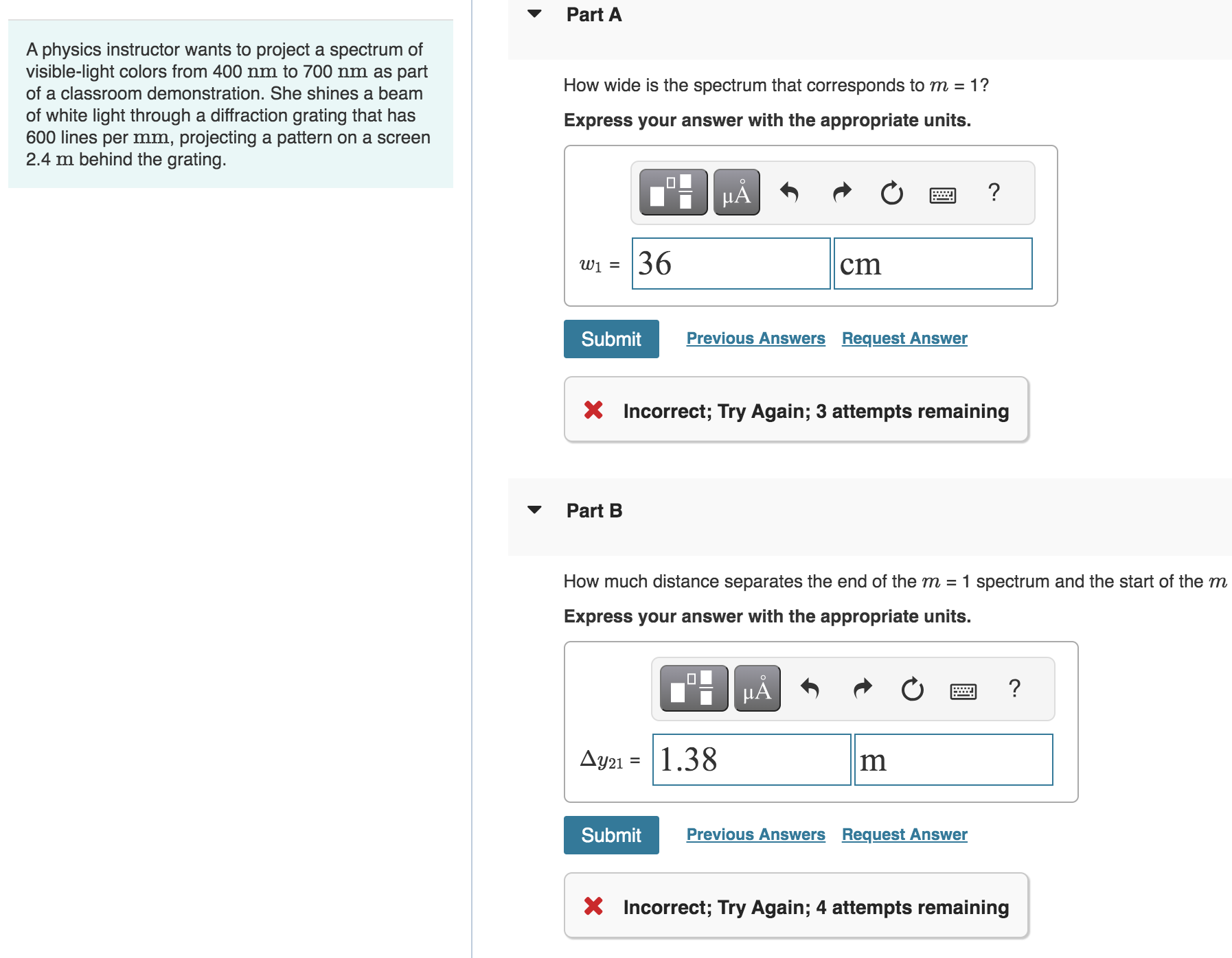 Part A A physics instructor wants to project a