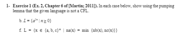 1 - Exercise 1 ( Ex . 2 , Chapter 6 of [ Martin;