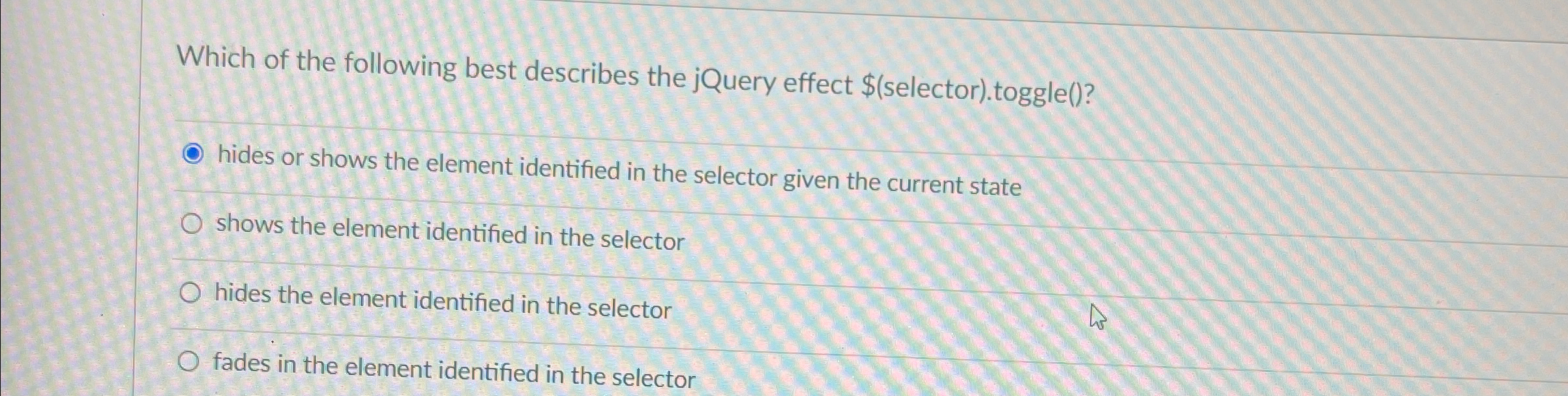Which of the following best describes the jQuery