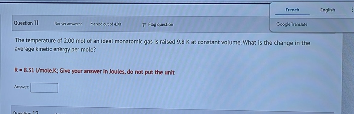 The temperature of 2 . 0 0 mol of an ideal