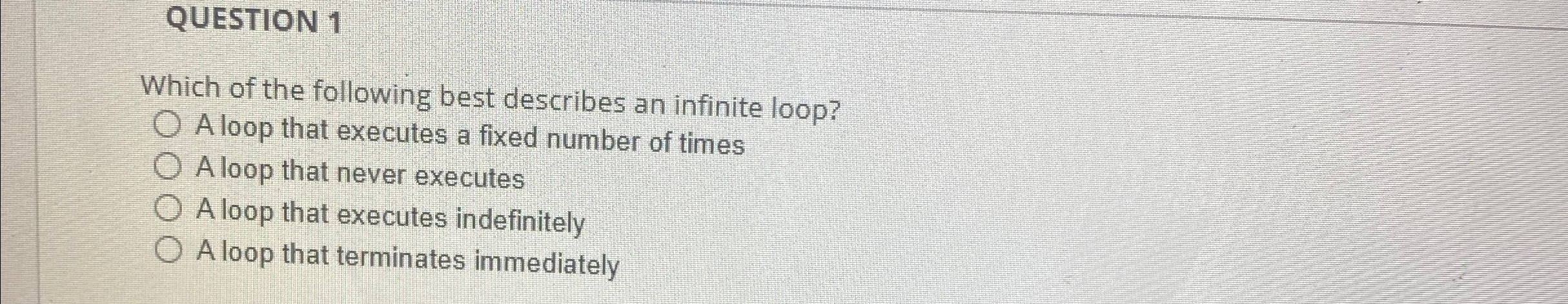 QUESTION 1 Which of the following best describes