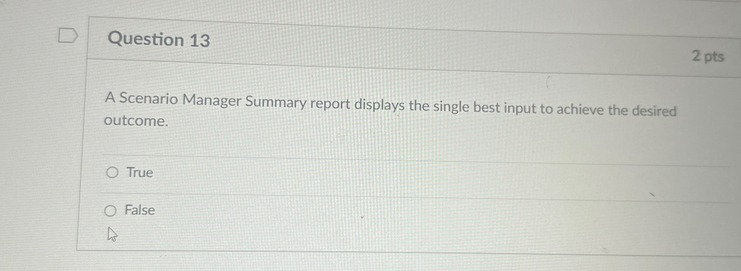 Question 1 3 A Scenario Manager Summary report