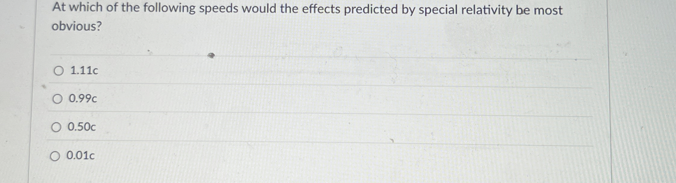 At which of the following speeds would the