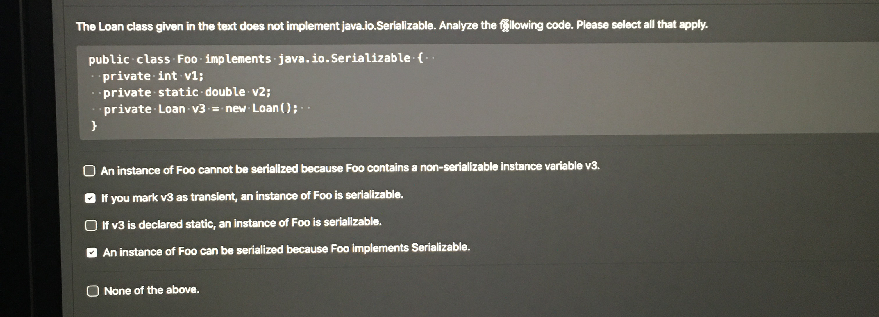 An instance of Foo cannot be serialized because