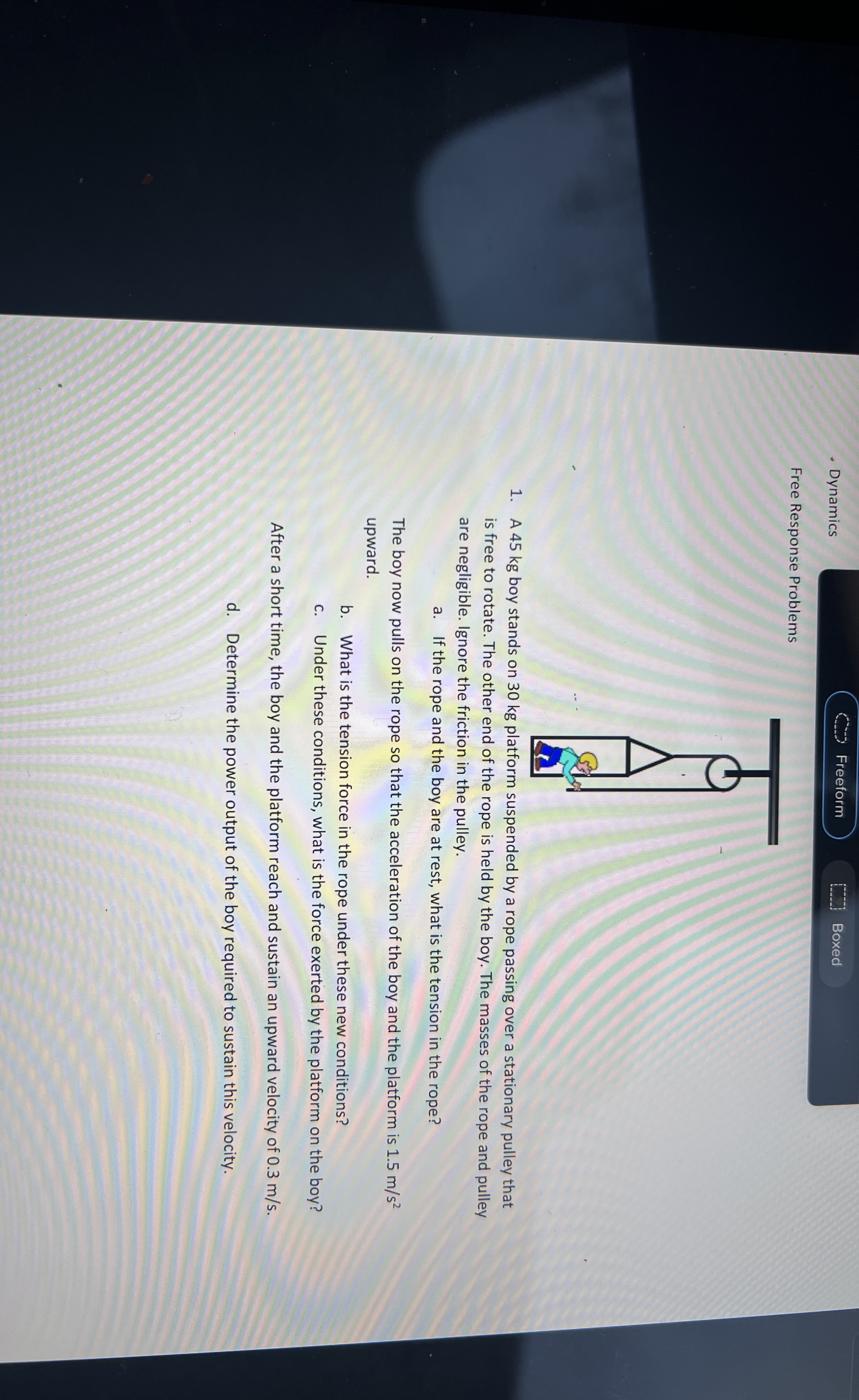 Dynamics Freeform Boxed Free Response Problems A