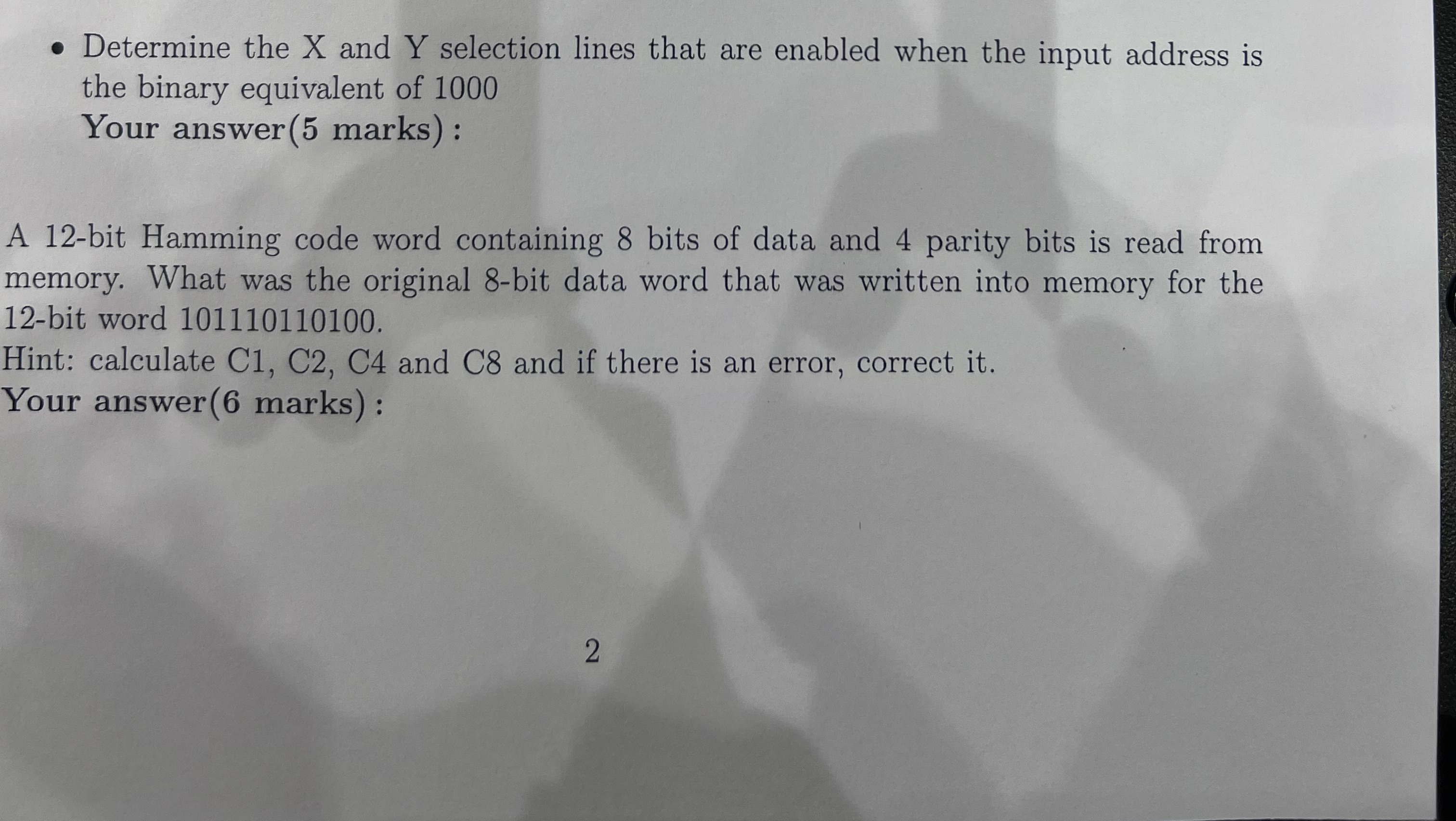 Determine the x and Y selection lines that are