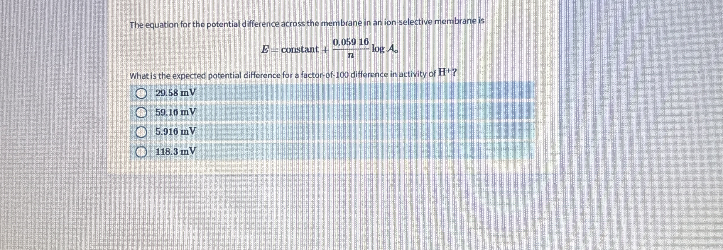 The equation for the potential difference across