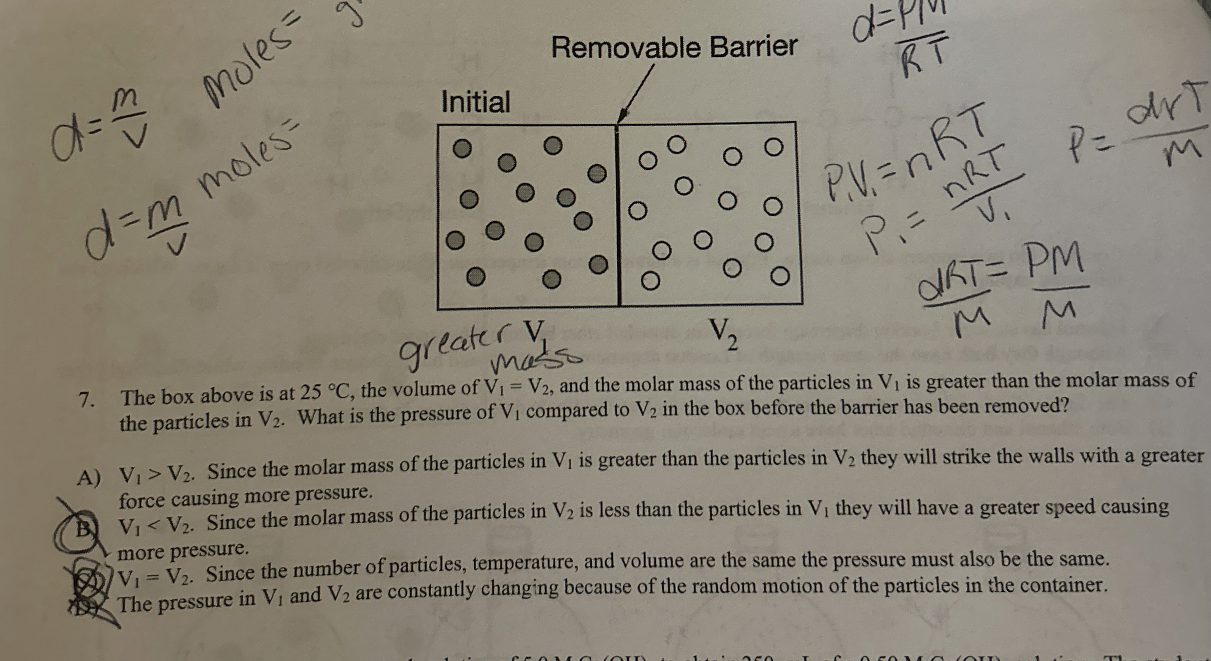 The box above is at 2 5 C , the volume of V 1 = V