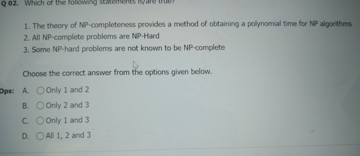 Q 0 2 . Which of the following statements is /