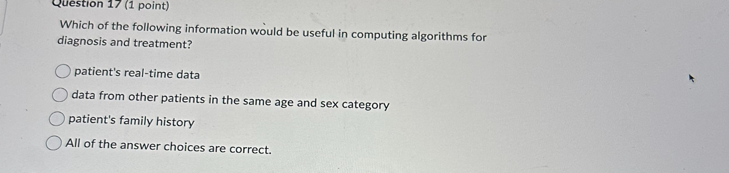 Which of the following information would be