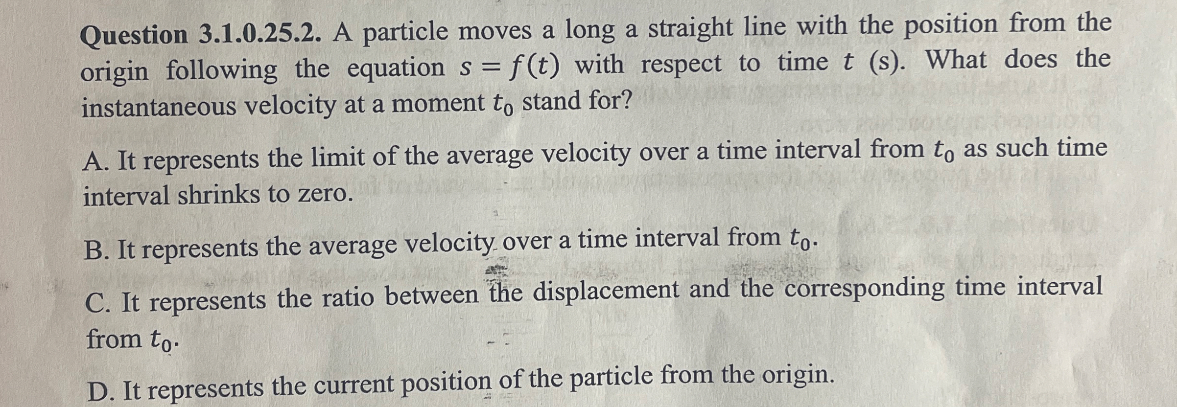 Question 3 . 1 . 0 . 2 5 . 2 . A particle moves a
