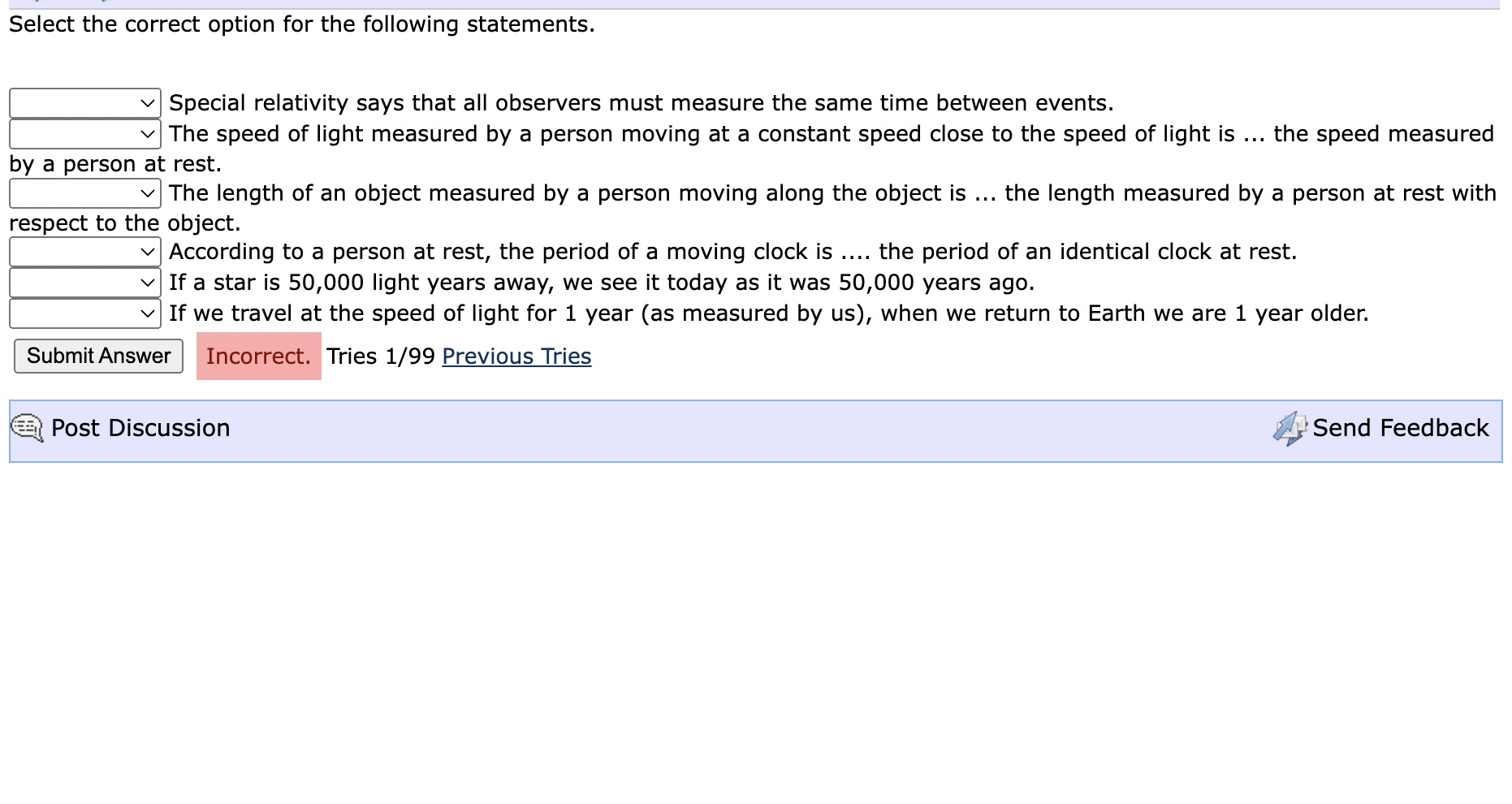 Select the correct option for the following