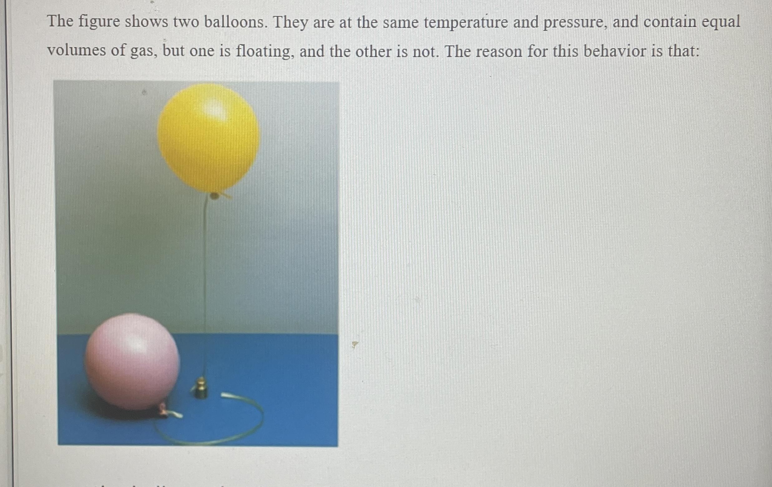The figure shows two balloons. They are at the